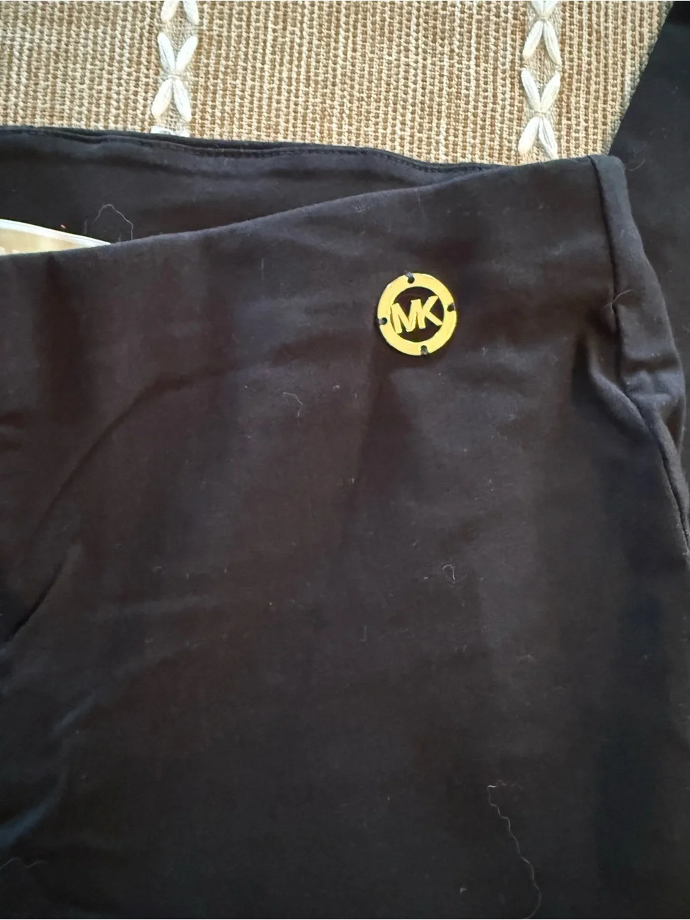 Michael Kors Black Leggings with Gold MK Accent
